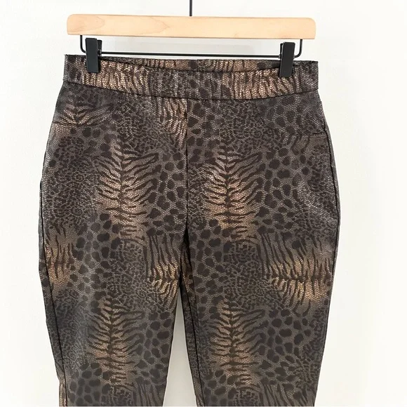 Joseph Ribkoff Iridescent Animal Print Slimming Pants Brown & Black Size 6 - Picture 3 of 6